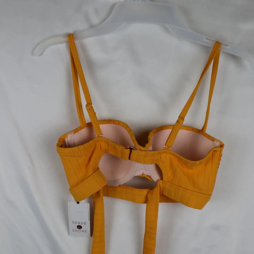 Shade & Shore Bikini Top Womens 32B Light Lift‎ Padded Swimwear Tie Back NWT
